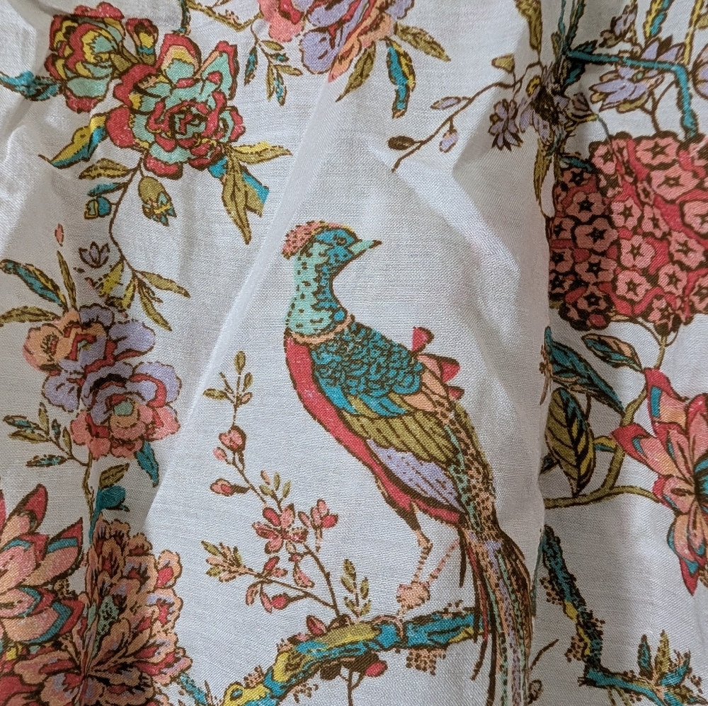Anthropologie Pilcro Floral Bird Long Sleeve Size Small Cotton Blend - Picture 5 of 10